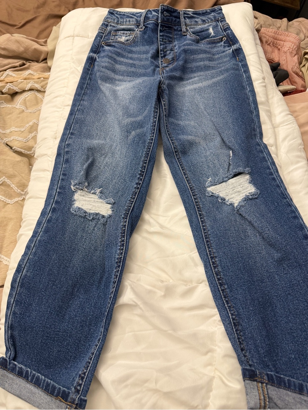 Vanilla Star Distressed Boyfriend Jeans - Blue